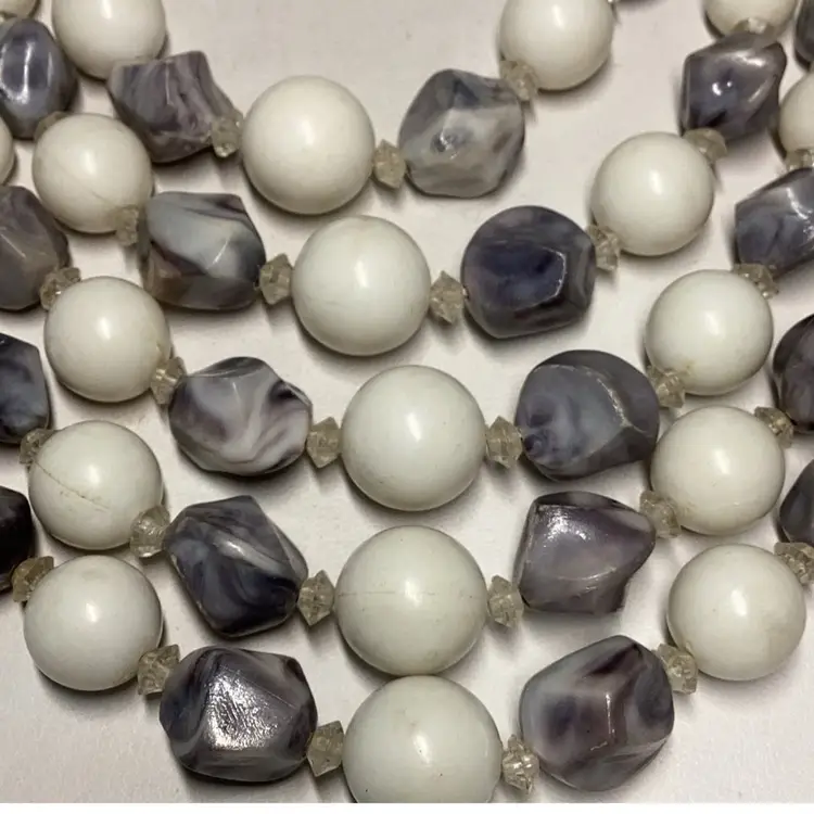 Five strand Purple & Off White Necklace 16”!