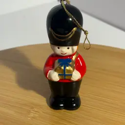 Vintage Christmas Pomander Soldier Boy W/Present Music Ornament Ceramic