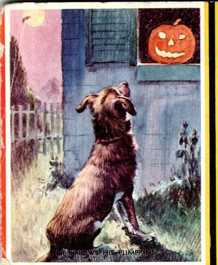 Halloween Blotter Dog Knows His Pumpkins Brown & Bigelow 1930 Trade Advertising