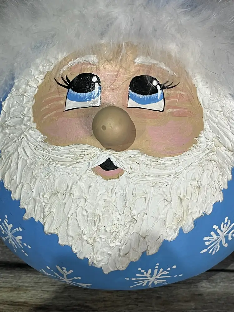 Handcrafted Santa Gourd 11 1/2 x7 inch Preowned