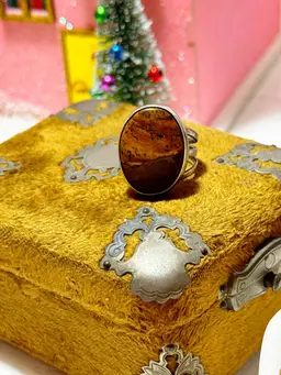 Vintage Sterling silver Native American Picture Jasper Ring Size 7.5