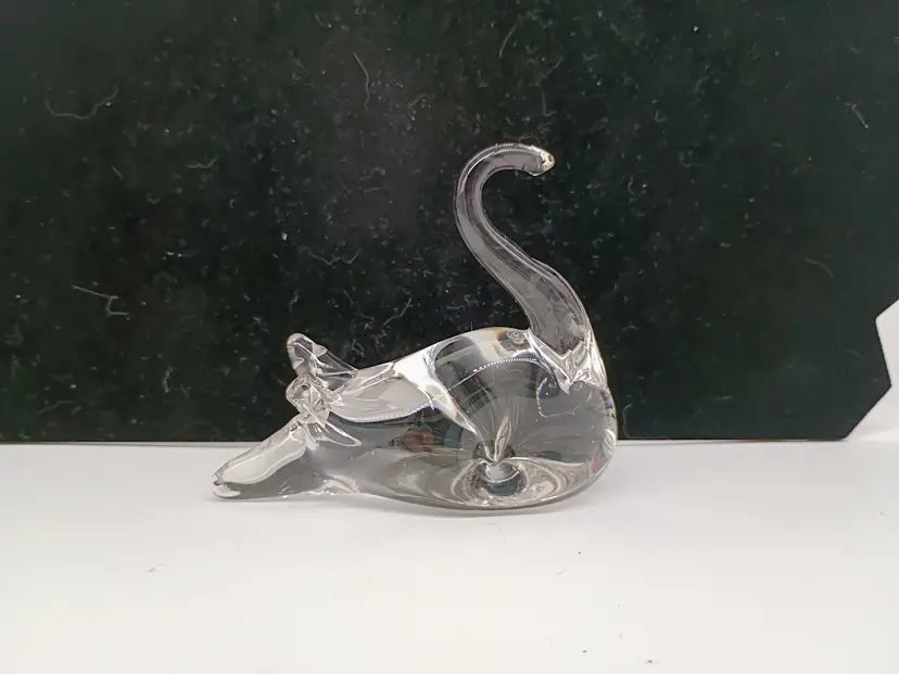 Hand Blown Clear Glass Art Mouse Figurine Paperweight