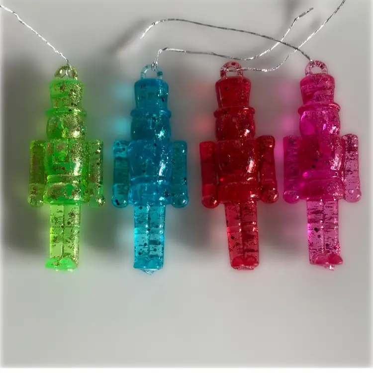 Set Of 4 Mini Nutcracker Ornament In Pink Green Red Blue 2 3/4” Tall
