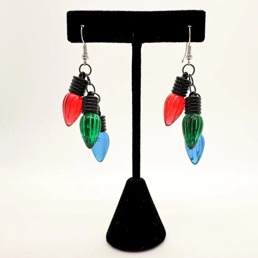 Christmas Lights Bulb Dangle Earrings Multicolor
