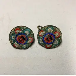 Micro Mosaic Round Screwback Earrings