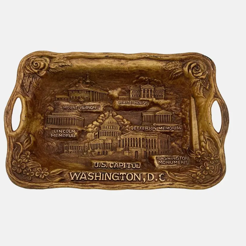 Washington D.C. Souvenir Plastic Tray / Bowl Silberne 13" x 8.5" DC Landmarks