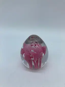 Mini Pink Flower Art Glass Paperweight