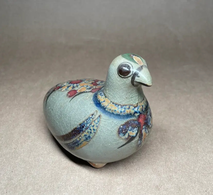 Mexican Tonala Folk Art Hand Painted Bird