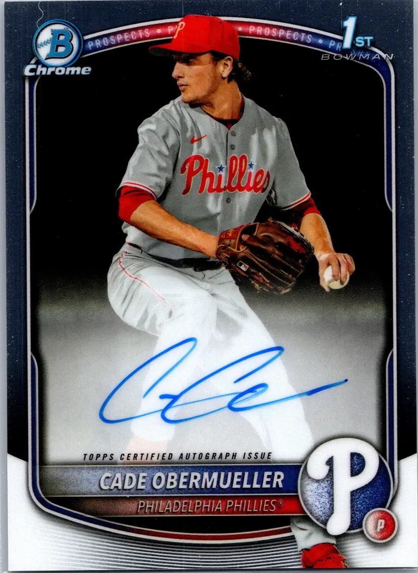 2025 Bowman Draft Cade Obermueller #CPA-CO Chrome Prospect Autographs Philadelphia Phillies Auto