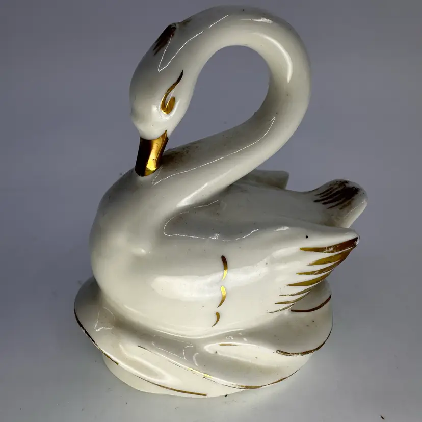 Vintage Ceramic Swan Figurine Made In Budapest