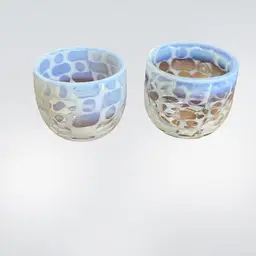 Crate & Barrel Opalescent Moonstone Candle Holders Pair