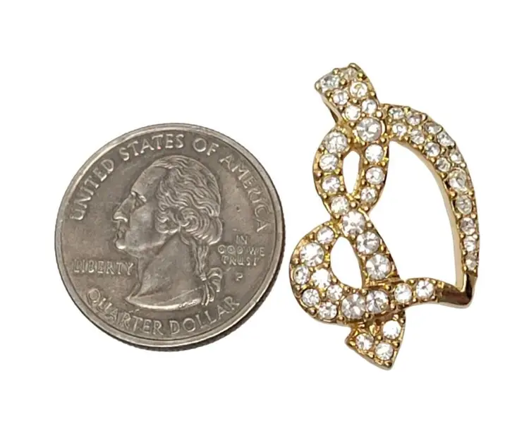 Swarovski Gold Tone Clear Enamel Heart Pendant, Signed