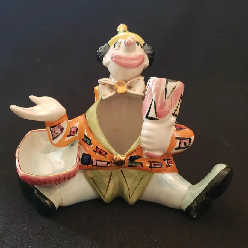 Studio Pottery Clown Figurine Ceramic Planter Vase 5¼"Tall Febland Italy Stamped Vintage