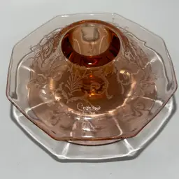 Fostoria Versailles Pink Mushroom Candlestick Holder Circa 1930s  Hollywood Regency