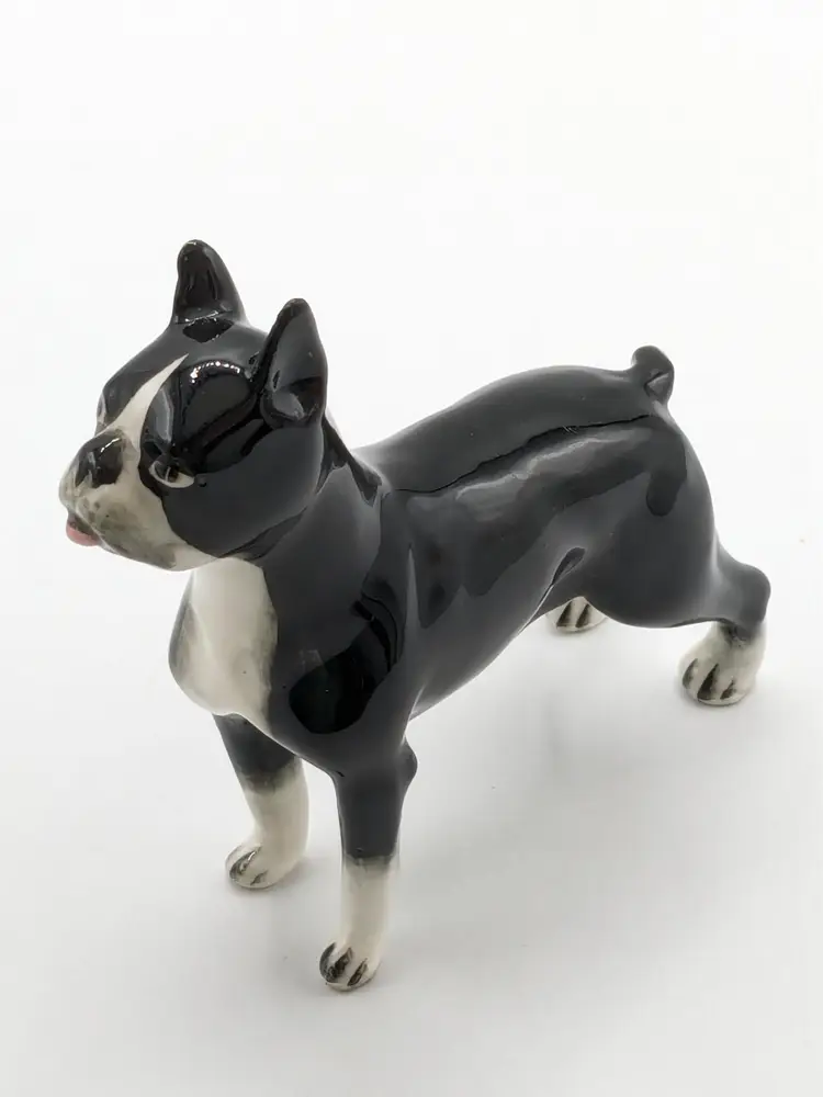 Vintage Boston Terrier Porcelain Figurine Japan