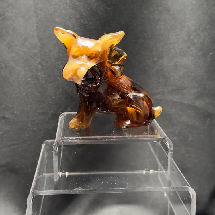 #1611 Slag Glass Bulldog Imperial Dark Amber