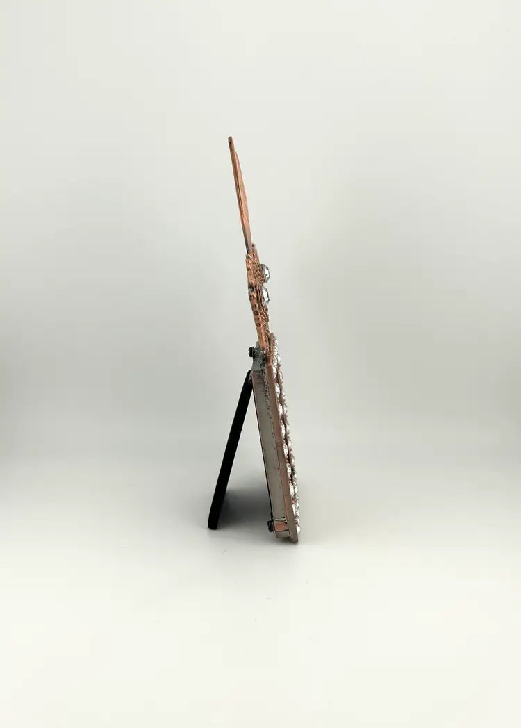 Copper Tone Rhinestone Mask Picture Frame 4.25”x 7”