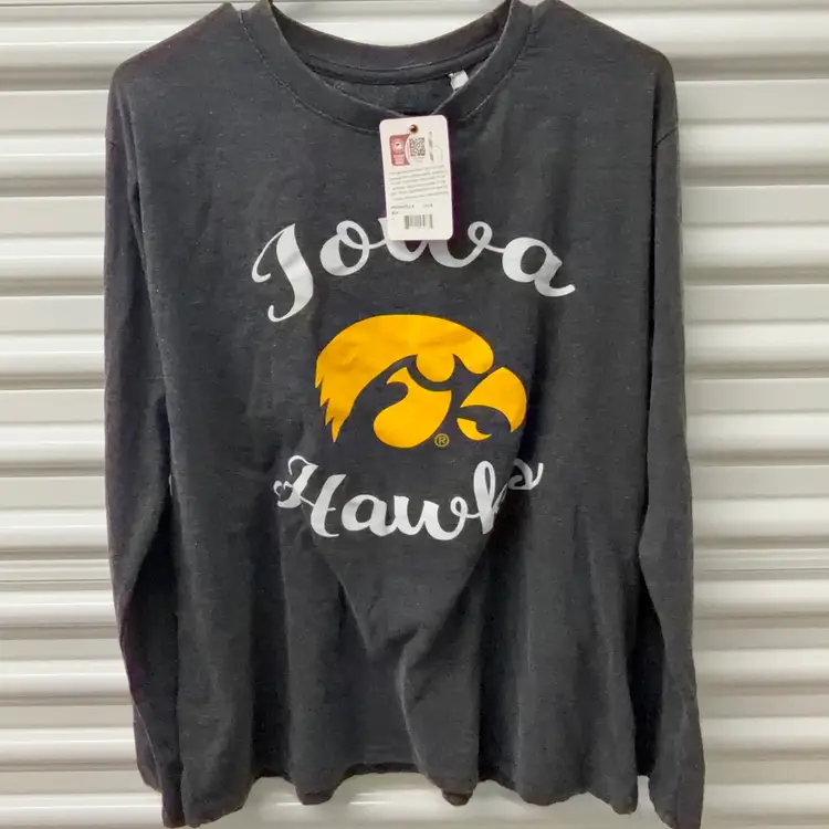 $49 Iowa Hawkeyes graphic tees featuring the iconic mascot logo. Large