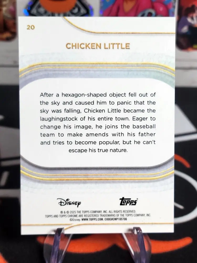 Chicken Little 2025 Topps Chrome Disney #20 Orange Wave Refractor 15/25