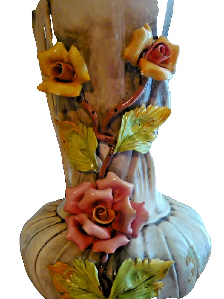Capodimonte MCM Italy Porcelain Vintage Large 15”Tall Vase