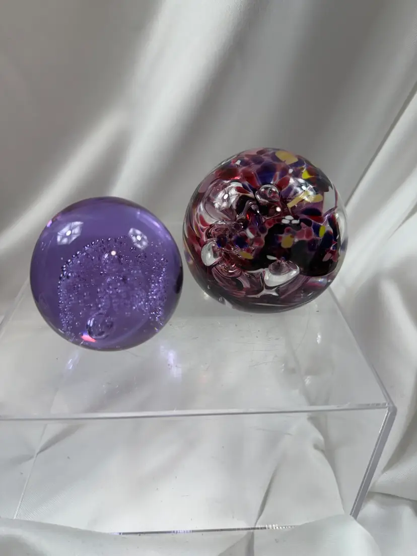 Set Of 2 Paperweights Purple
