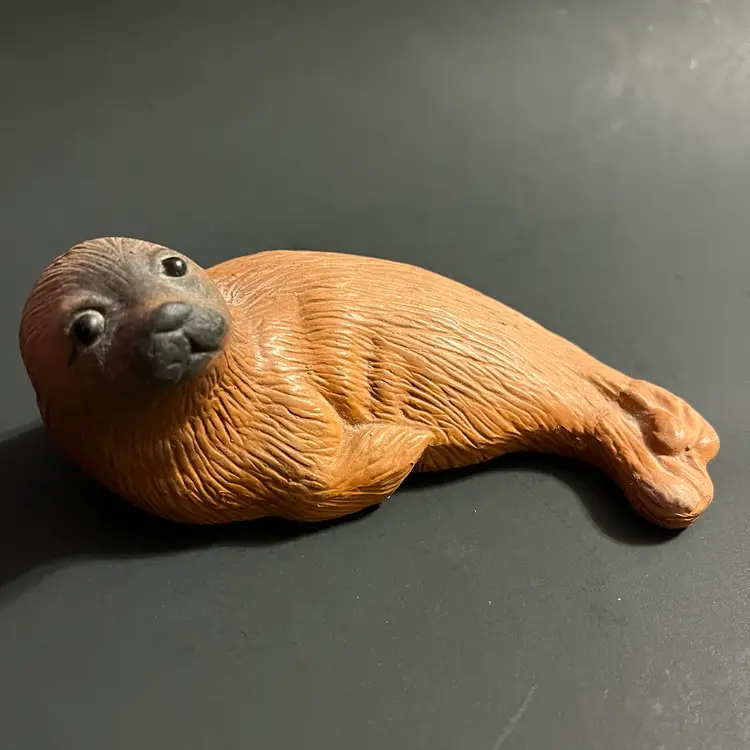 Eduardo Vega Terra-Cotta Seal Figurine Galapagos Sculpted Pottery 5.5"L Ecuador