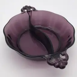 Fostoria Lafayette Amethyst Relish Dish Divided Purple Candy Nuts Handles