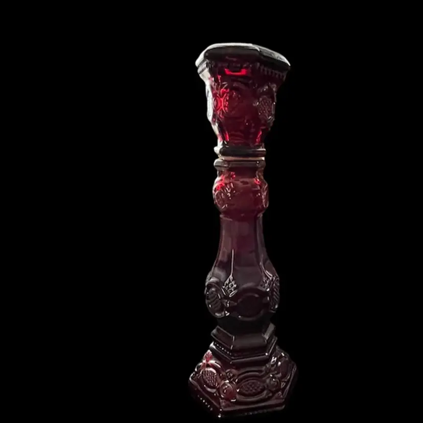 Avon 1876 Ruby Red Cape Cod Glass Candlestick Holder/Perfume Bottle