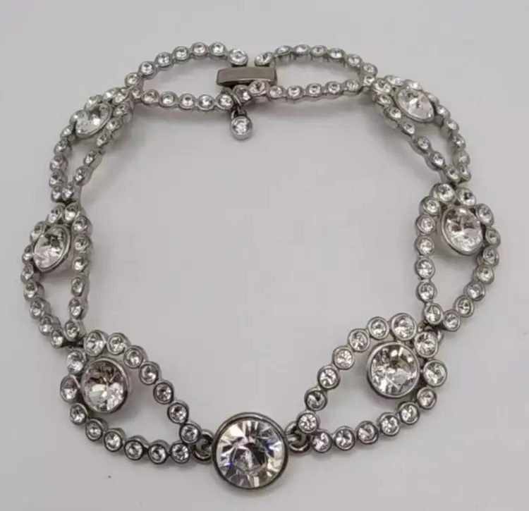 Givenchy Silver Tone Crystal Flex Bracelet