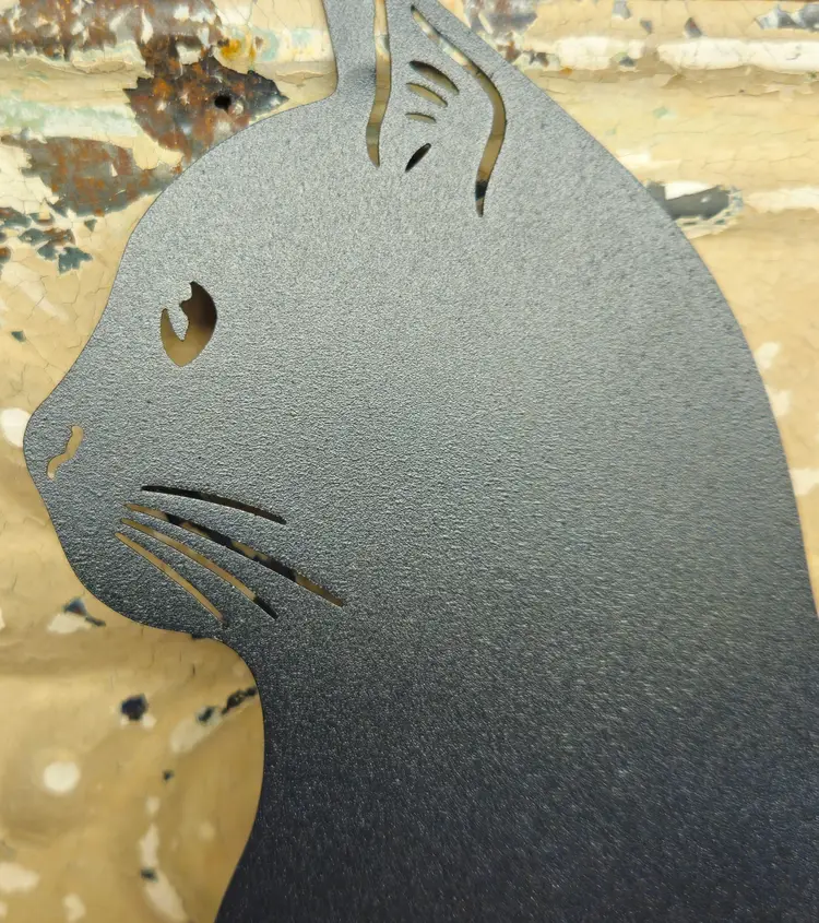 New Black Cat Metal Silhouette Garden Stake 14"