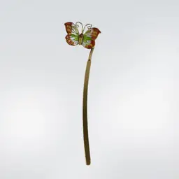 Gold Tone Metal Enameled Butterfly Bookmark 6”