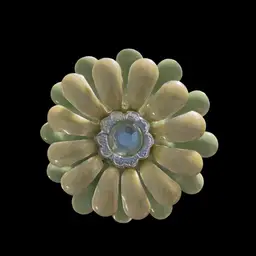 Beautiful Silvertone ~ Lime Green Enamel Flower Brooch. Not Signed