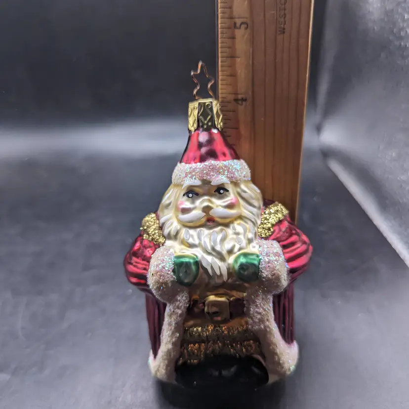 Vintage Glass Santa 4.5" Inge Glas Christmas Ornament West Germany Jolly St Nick