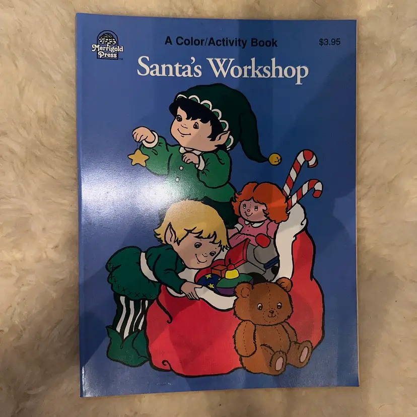 NOS 1980s Unused Merigold Press Santa's Workshop Color/Activity Book