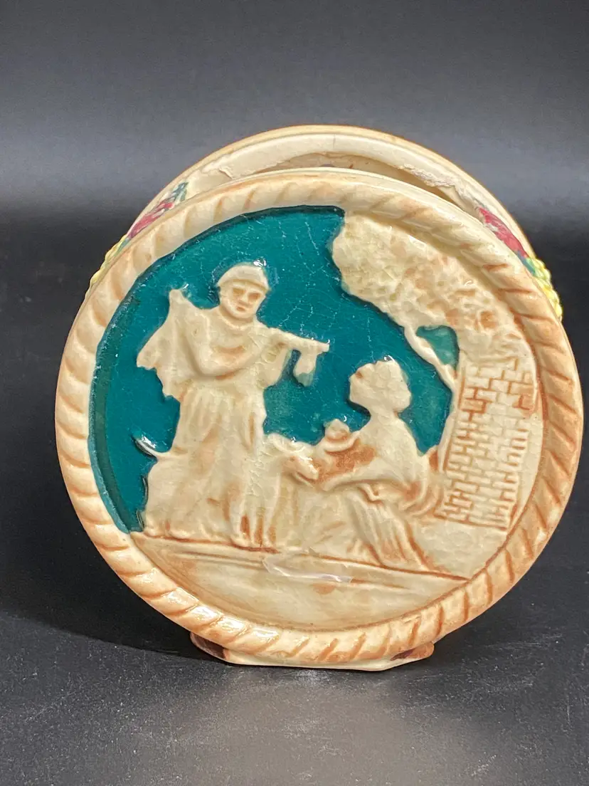 Vintage Hand Painted Maruhon Ware Wall Pocket or Planter