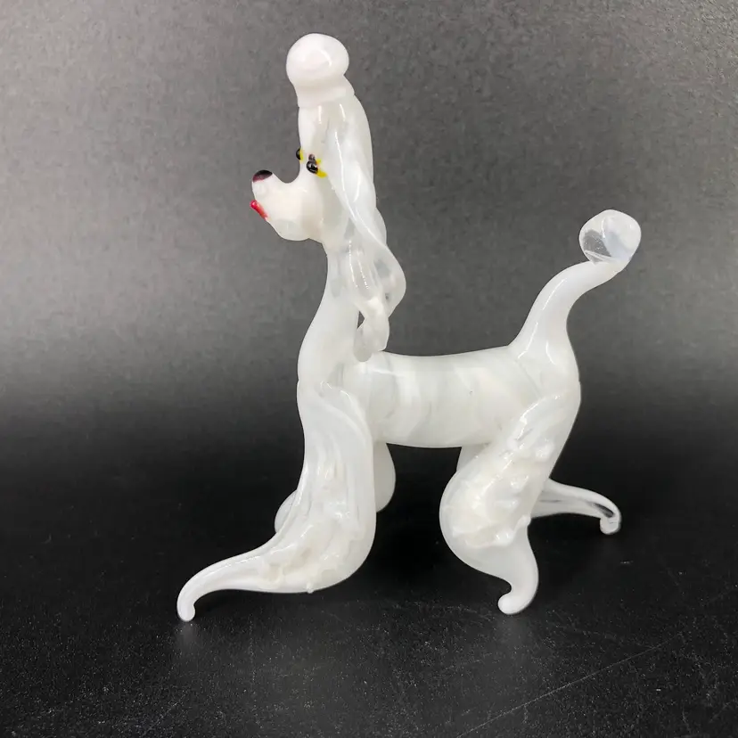 Hand-Blown Art Glass Poodle Dog Figurine