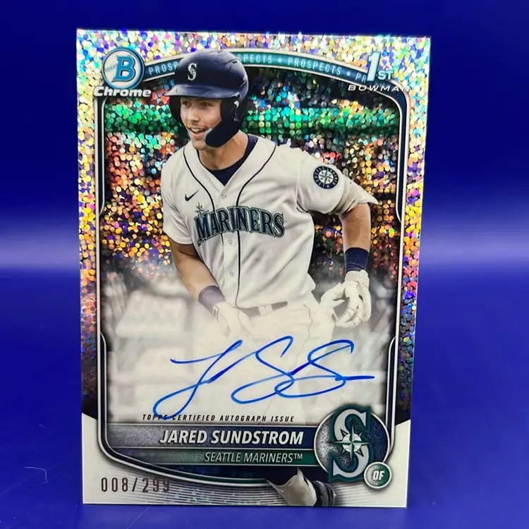 Jared Sundstrom 2025 Bowman Chrome 1st Auto Speckled/299 Seattle Mariners