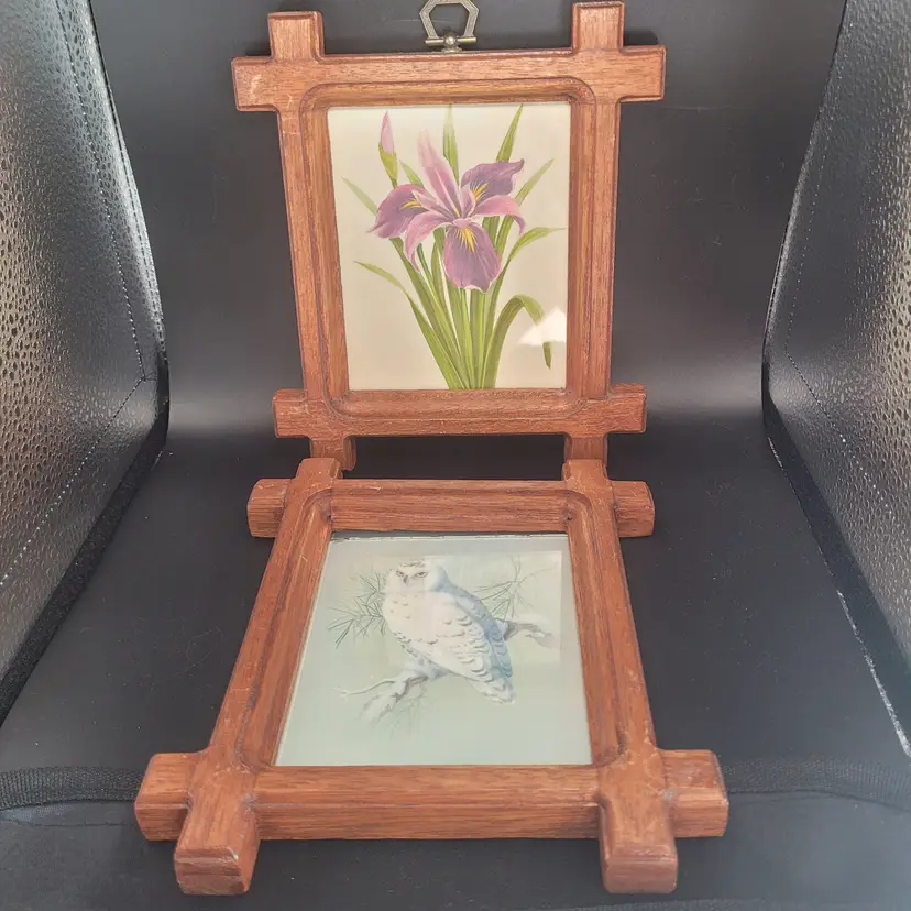 Pair of Rustic Hand Crafted Mission Style Picture Frames Signed
