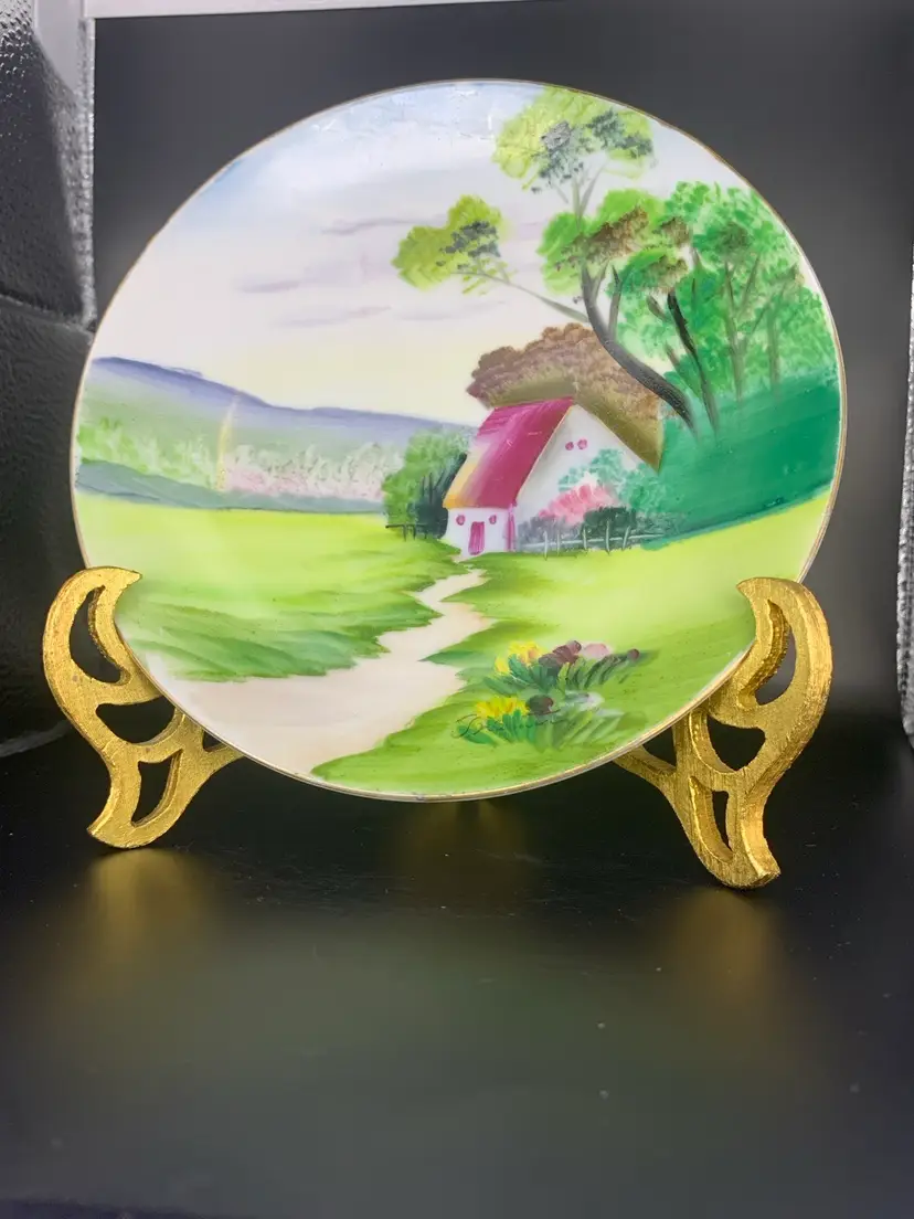 Hand Painted Porcelain Plate, 6 1/4β D Signed