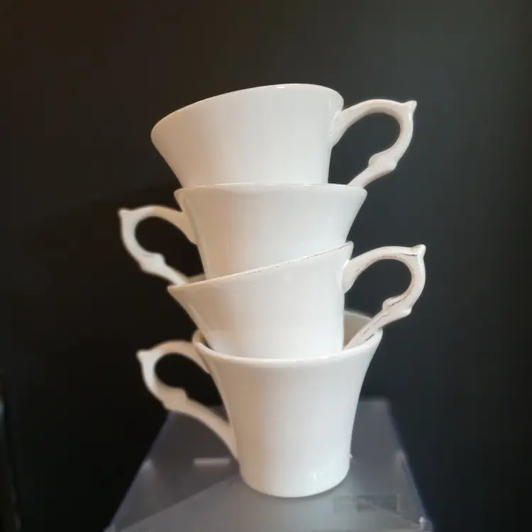 Elegant Tea Cups - White ceramic, Set of 4