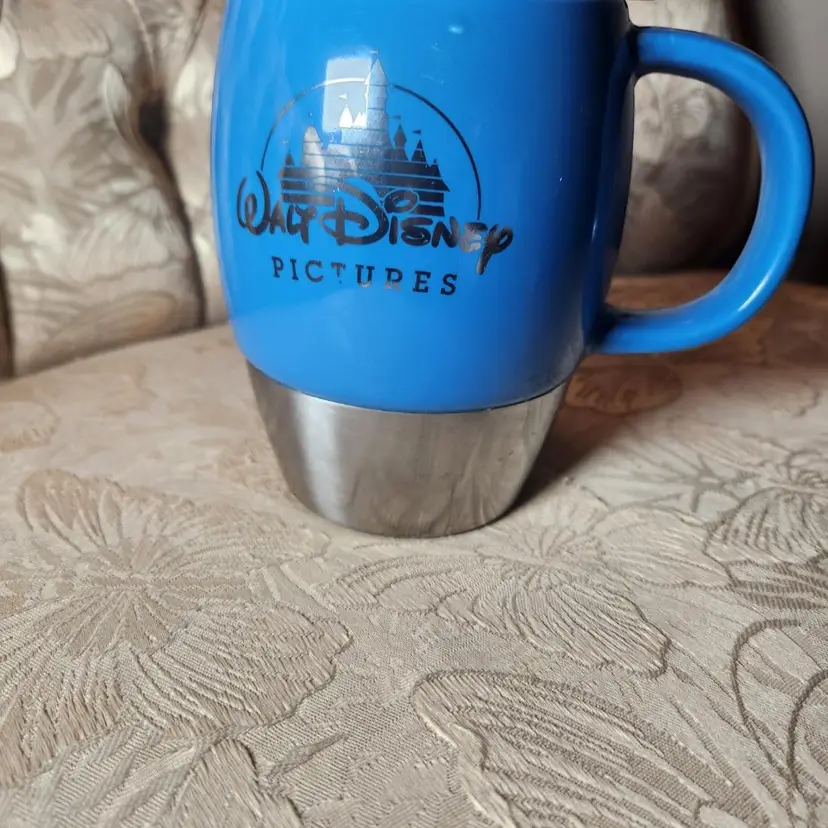 Walt Disney Pictures Blue Ceramic & Stainless Steel Coffee Cup Mug w/ Lid