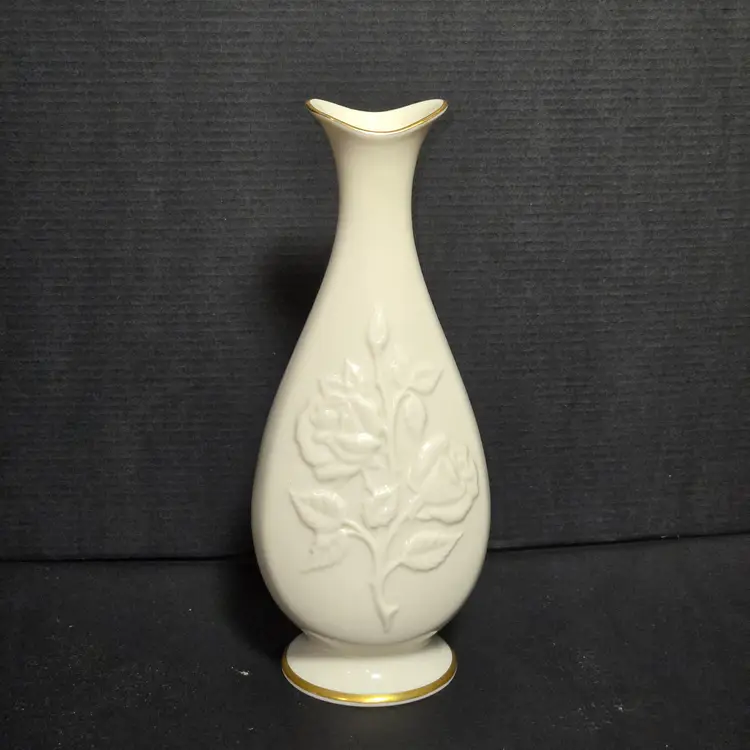 Lenox Bud Vase Rose Embossed 24 ct. Gold Rim Marked