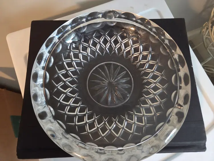Vintage Large Lead Crystal Clear Glass Ashtray