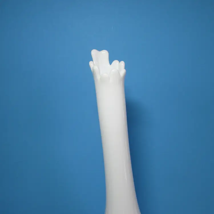 vintage white milk glass hobnail pedistal swung vase 15 1/2" tall