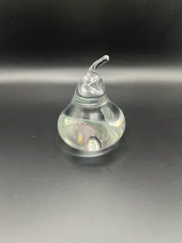 VTG Steuben Clear Crystal Pear Paperweight Signed