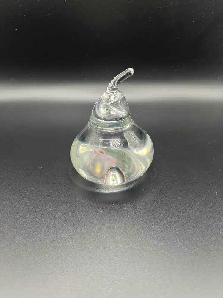 VTG Steuben Clear Crystal Pear Paperweight Signed