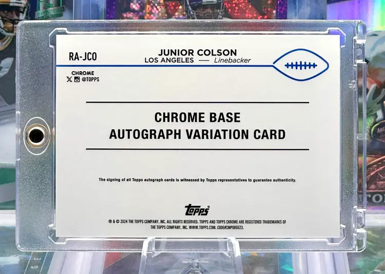 Junior Colson 2024 Topps Chrome Rookie AUTO Autograph /150 Refractor SP Los Angeles Chargers