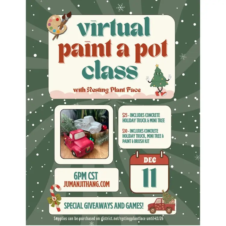 Paint A Pot Class - Concrete Truck & Tree