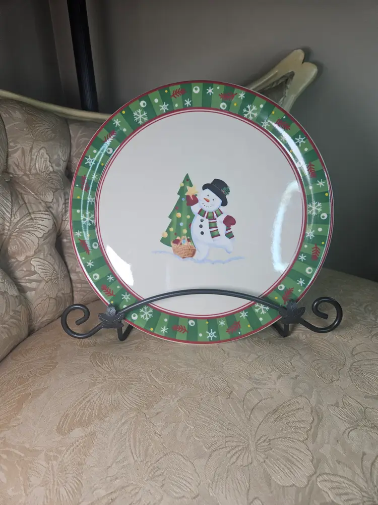 Longaberger "Bluster the Snowman" Holiday Platter and holder