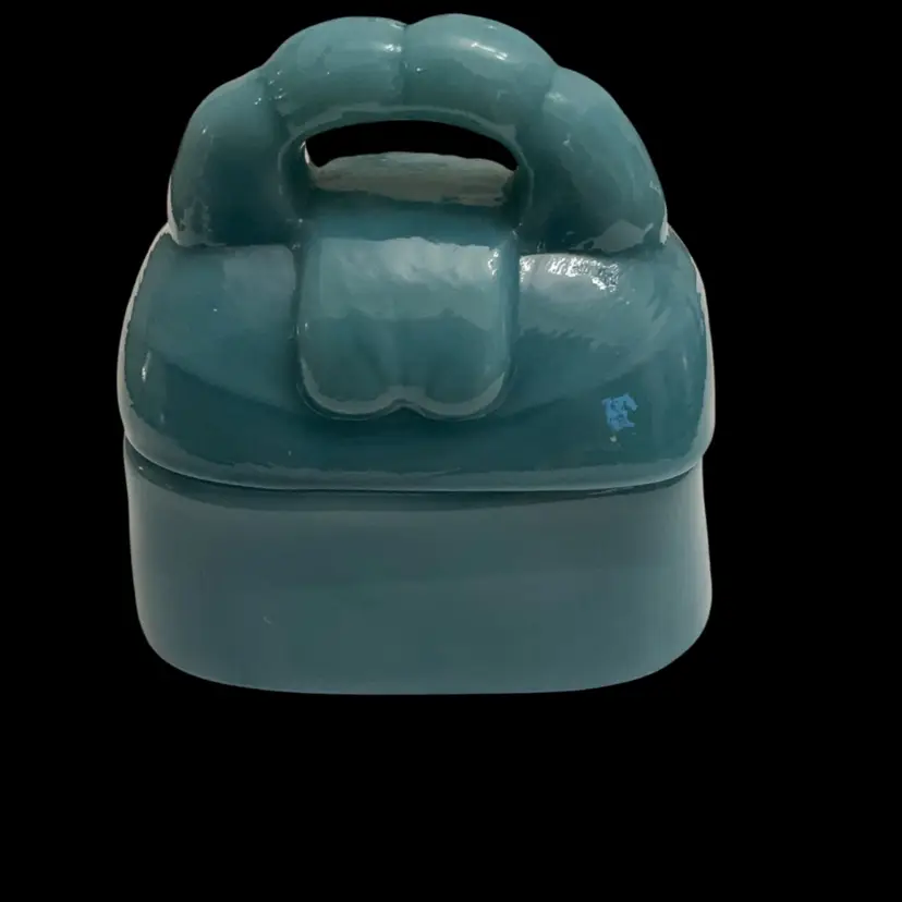 Mosser Undecorated Blue Belva’s Bag/Purse Trinket Box 3”x 3”